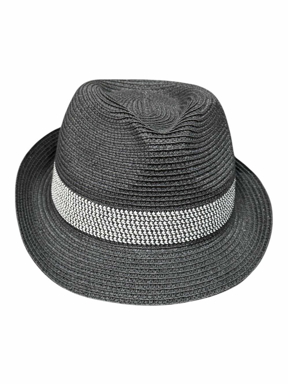 Men's Black Straw Fedora with Contrast Band